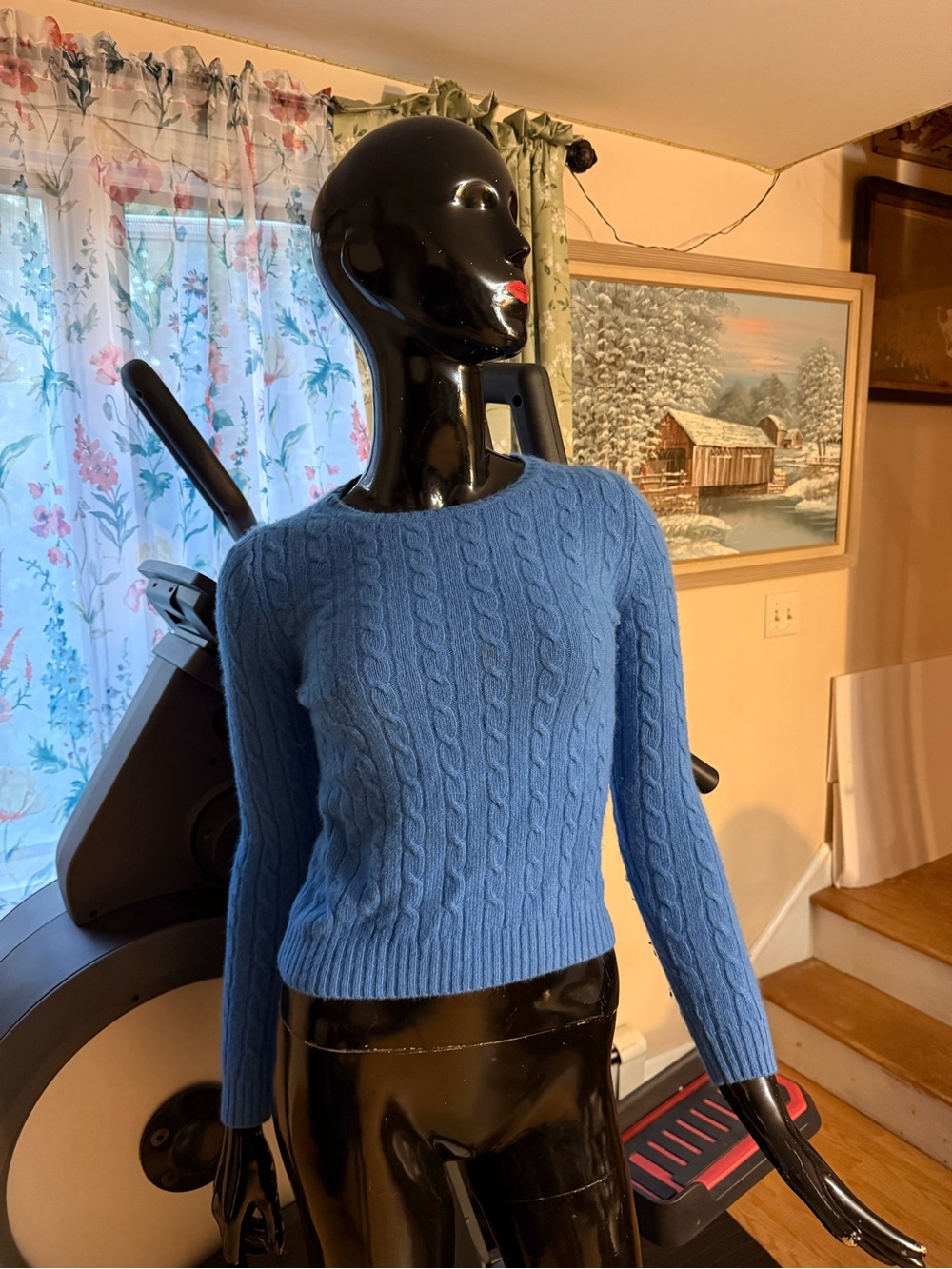 J. Crew Light Blue Cable-Knit Crewneck Sweater